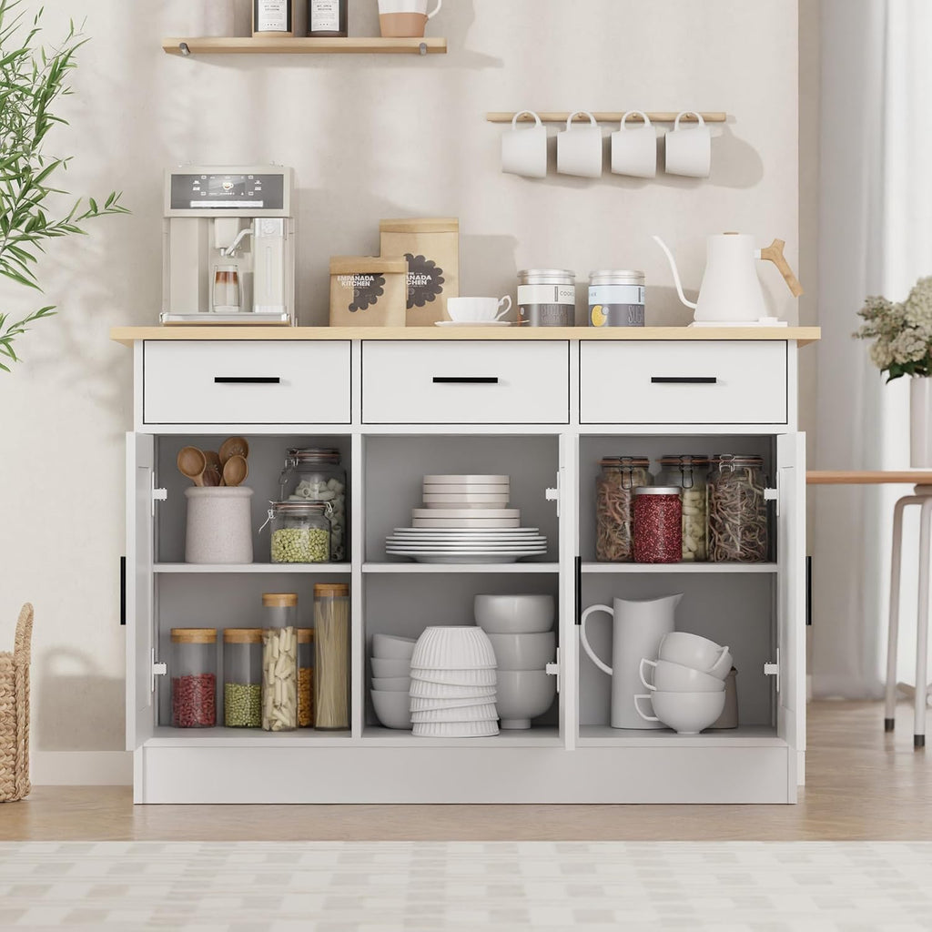 Buffet Cabinet with Storage - Buffets & Sideboards Kitchen Storage Cabinet, Wood Console Table Coffee Bar Accent