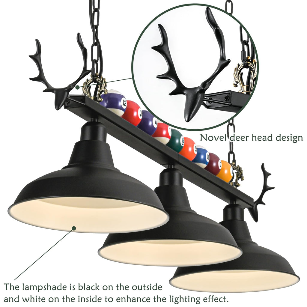 Pool Table Light, Billiard Light for 7' 8' 9' Pool Table, Hanging Billiards Light for Billiard Room, Game Room