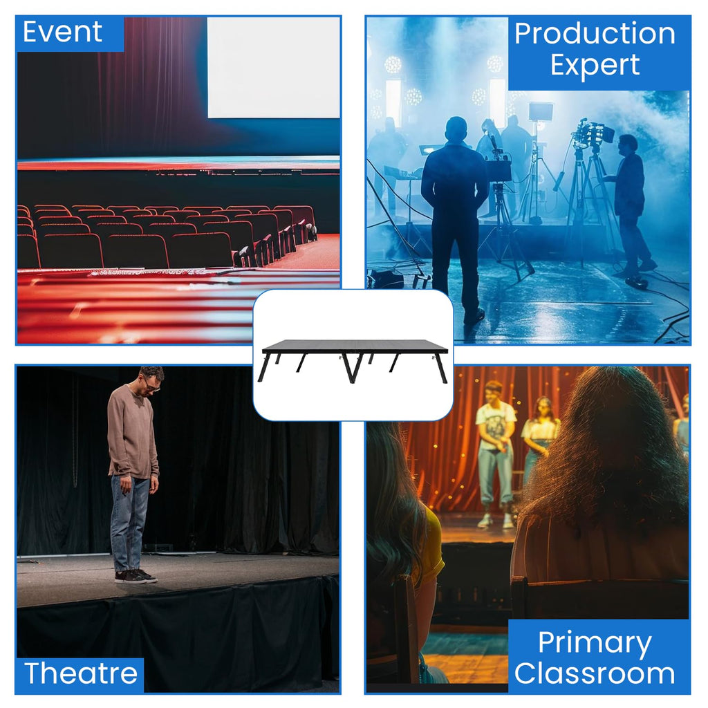 4'x8' Portable Stage, 2 Decks, Adjustable Height 17-28"