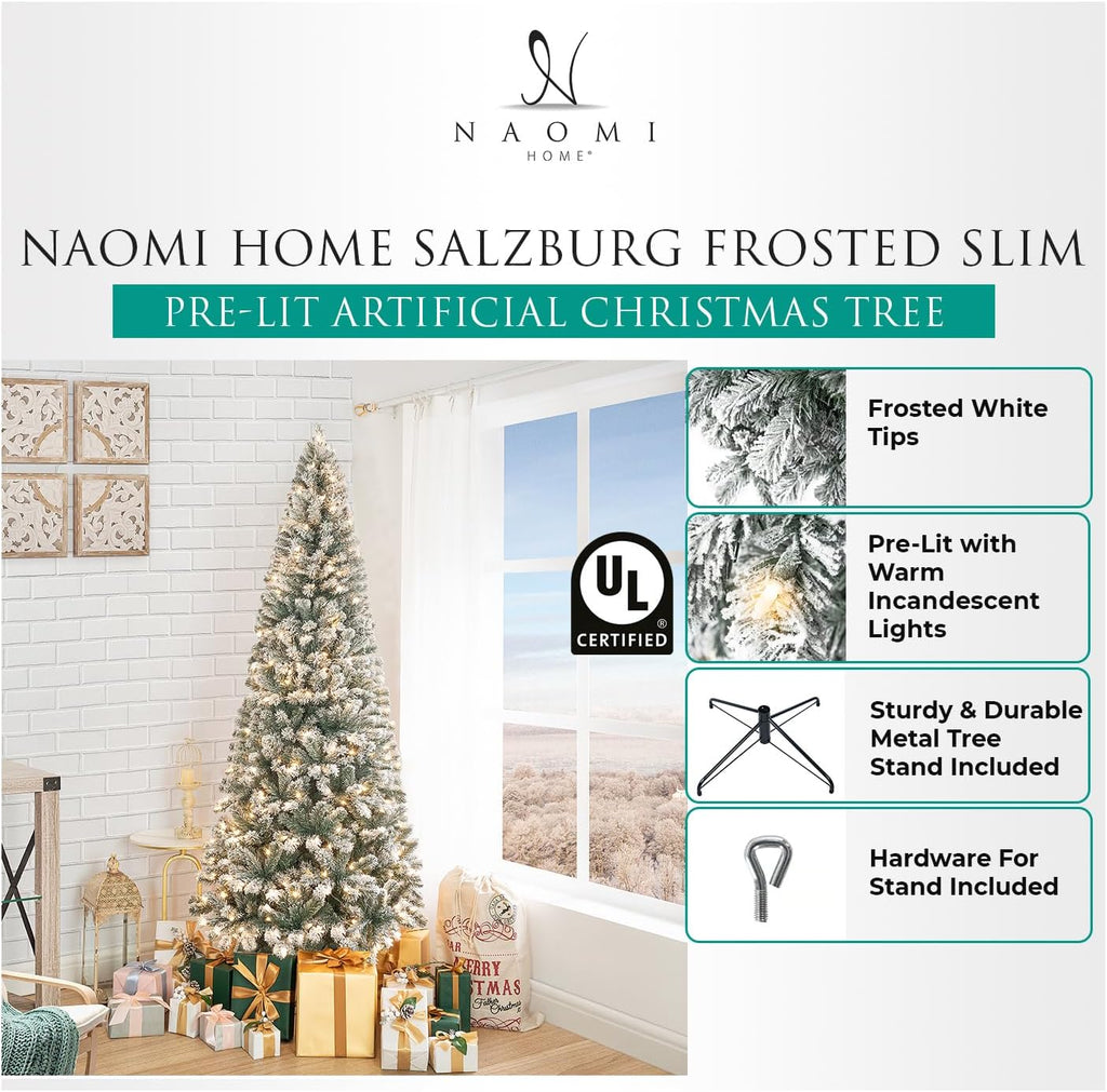 Salzburg Frosted Prelit Slim Artificial Christmas Tree