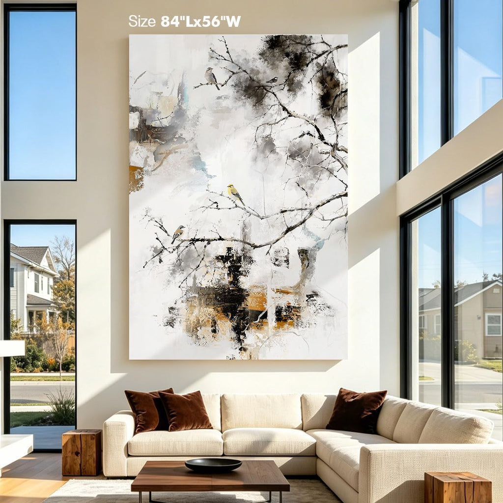 Abstract Canvas Wall Art Extra Large Modern Decor | Pictures Office Oversized Vertical Artwork for Walls Retro Wabi