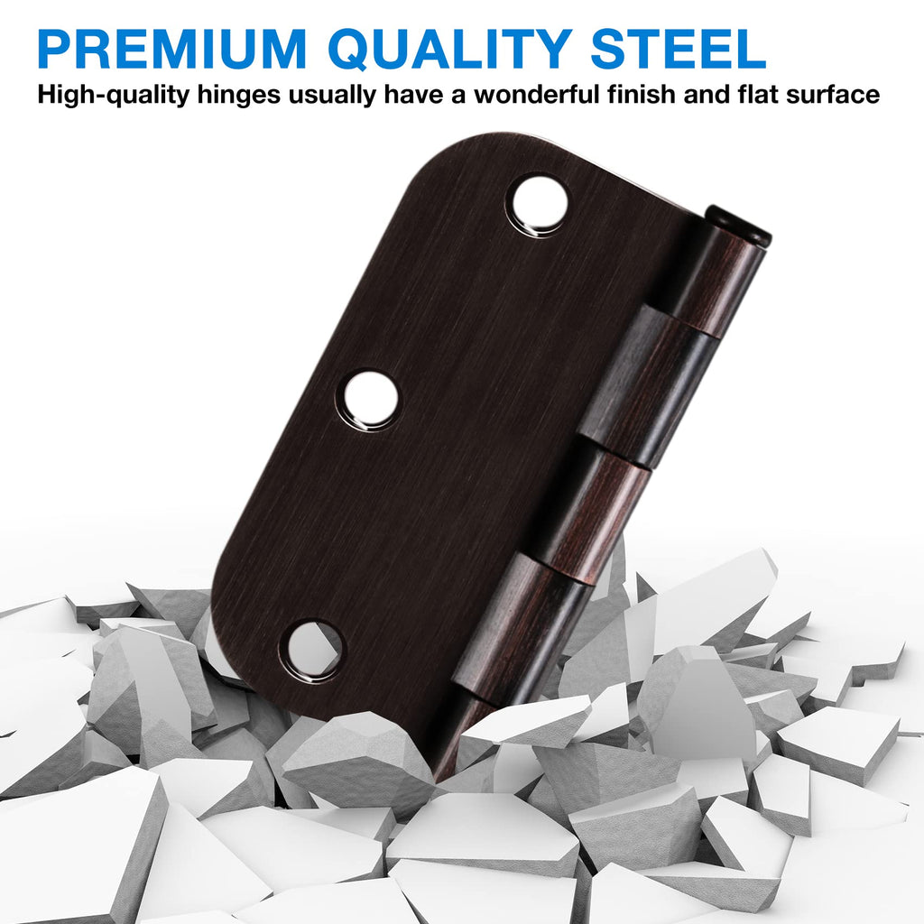 Rounded Door Hinges 3.5" x 3 1/2" Oil Rubbed Bronze 5/8" 18 Pack