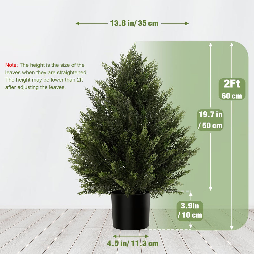 2FT Artificial Cedar Trees Set of 2 for Outdoor Front Porch
