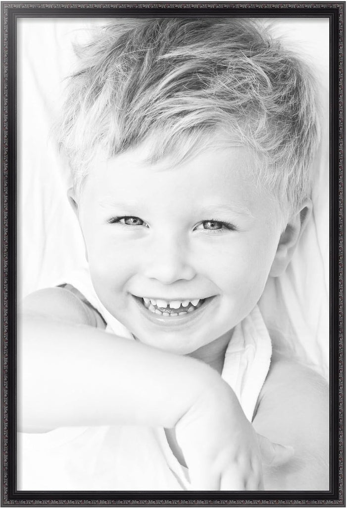 24x36 inch Black with Beads Wood Picture Frame, WOMD10188-24x36