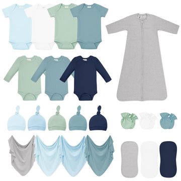 Newborn Clothes Gift Set, 23-Piece Soft Baby Layette Essentials, Baby Boy Outfit Sets for Baby Shower & First Days