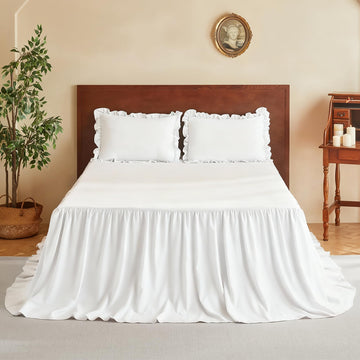 Brushed Microfiber Ruffle Skirt Bedspread Set, Shabby Chic Style