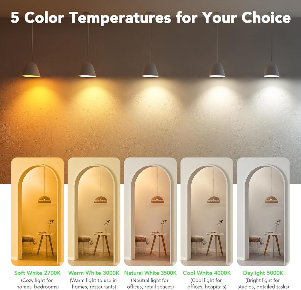 A19 LED Light Bulbs, 40W Equivalent, 5W Daylight 5000K, 550 Lumens, E26 Medium Base, Non-Dimmable LED Bulbs