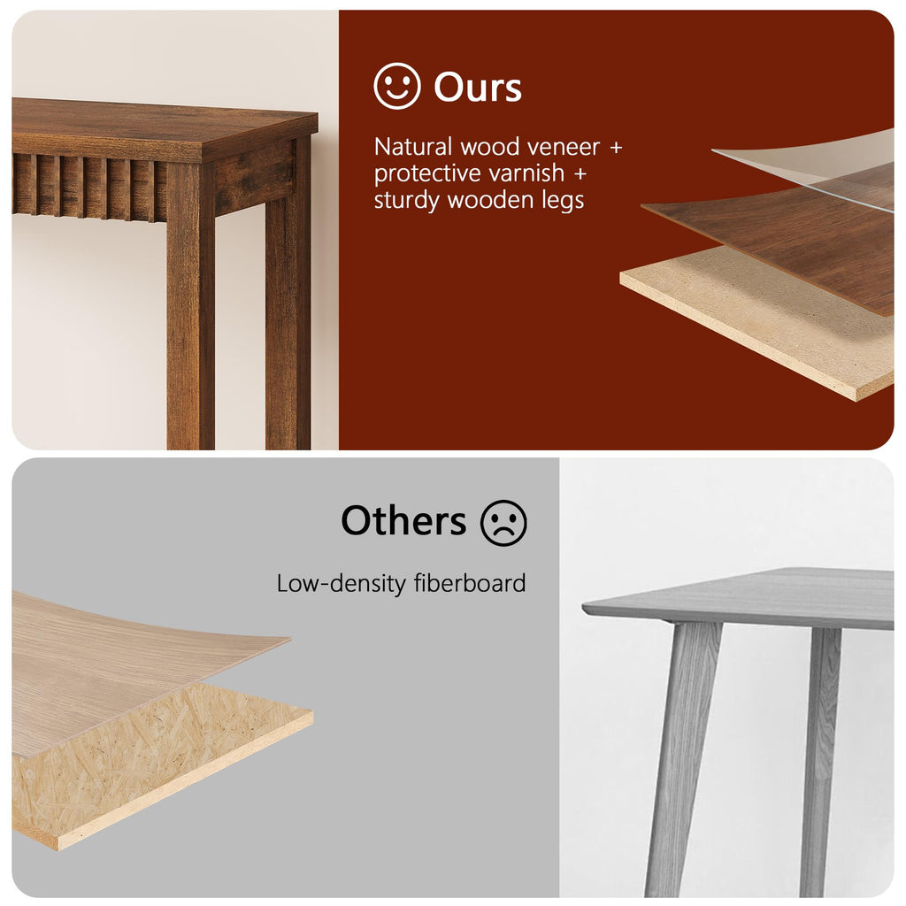 31.5" Entryway Table, Console Tables with Shelves, Rustic Brown