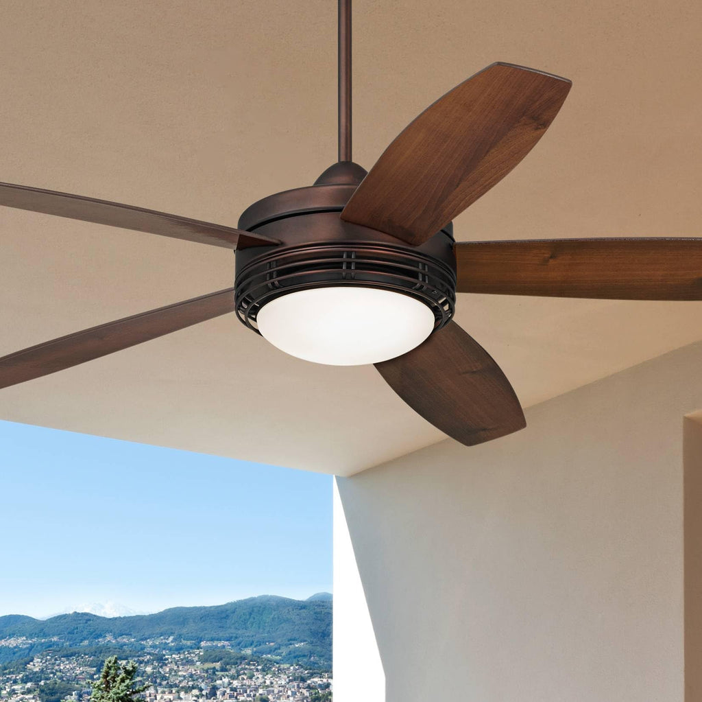 60" Province Bronze Outdoor Ceiling Fan with LED Light Remote