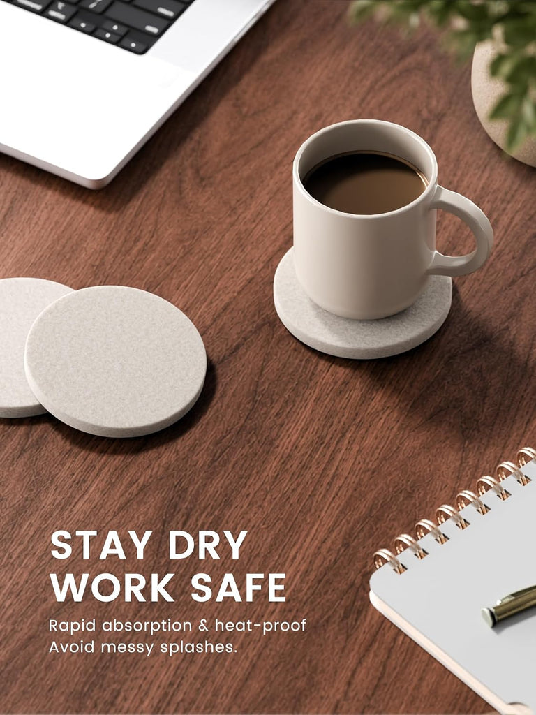 Felt Coasters with Holder for Drinks, Oatmeal - Set of 8