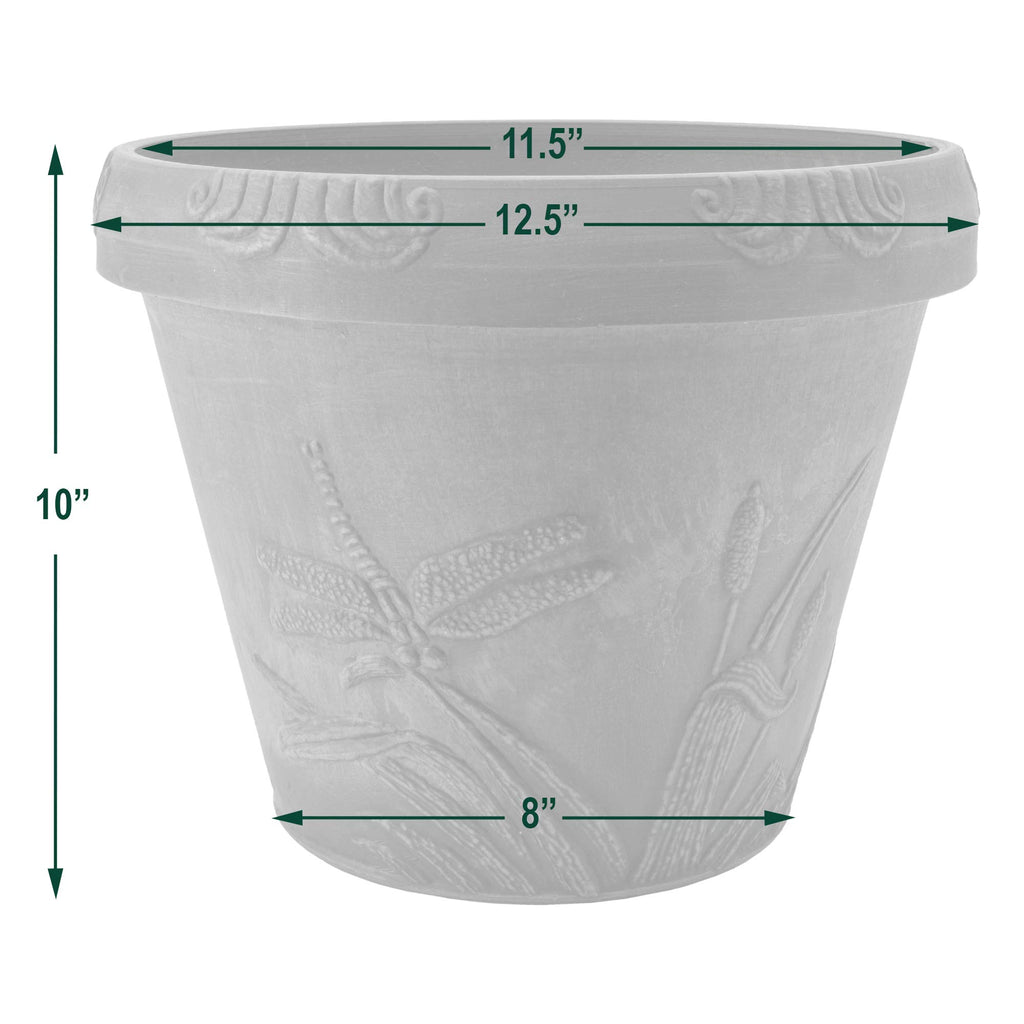 Dragonfly Planter Pot for Indoor and Outdoor Plants and Gardens, 12.5' by 10, Terra Cotta Color