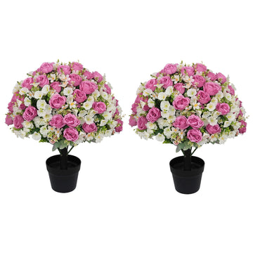 24" Artificial Peony Flowers Topiary Ball, Faux Outdoor Plants