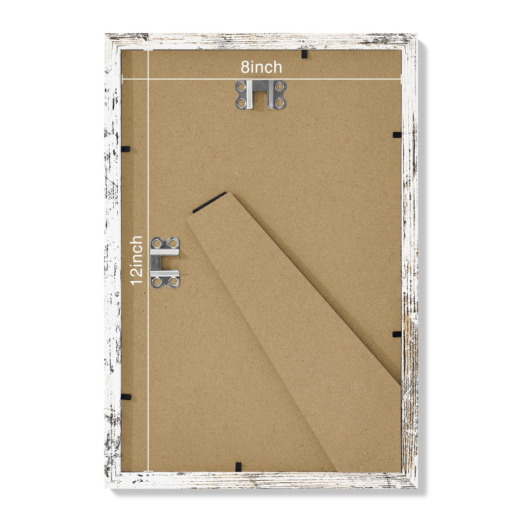 8x12 Picture Frames Set of 9, Wall & Tabletop, Distressed White