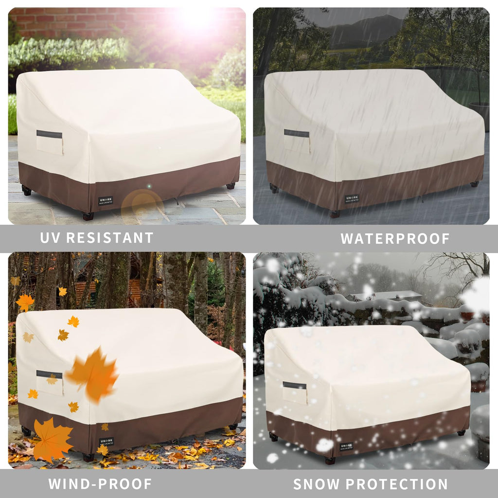 Outdoor 2-Seater Loveseat Cover, Waterproof Heavy Duty Patio Furniture Covers, 58W x 33D x 32H Inches Outdoor Couch