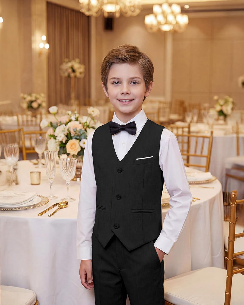 Boys Suits Pieces Formal Slim Fit Tuxedo Suit Set,Teen Suits for Wedding Ring Bearer Church Outfit