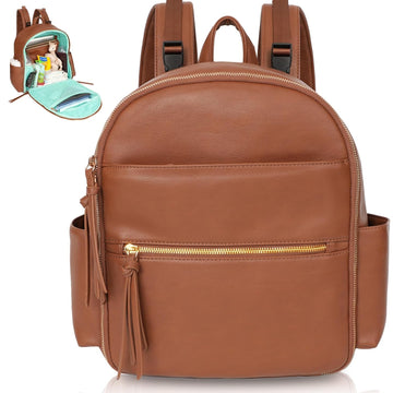 Small Diaper Bag Backpack, Mini Diaper Bag with 11 Pockets, Leather diaper backpack, Baby Diaper Bag for Baby Girls