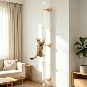 Cat Wall Scratcher 2 Pack 66", Tall Sisal Scratch Post for Large Cats