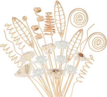 Reed Diffuser Sticks Set Include Natural Rattan Wood Beads, 11 Style Fragrance Diffuser, Rattan Reed - Set of 32