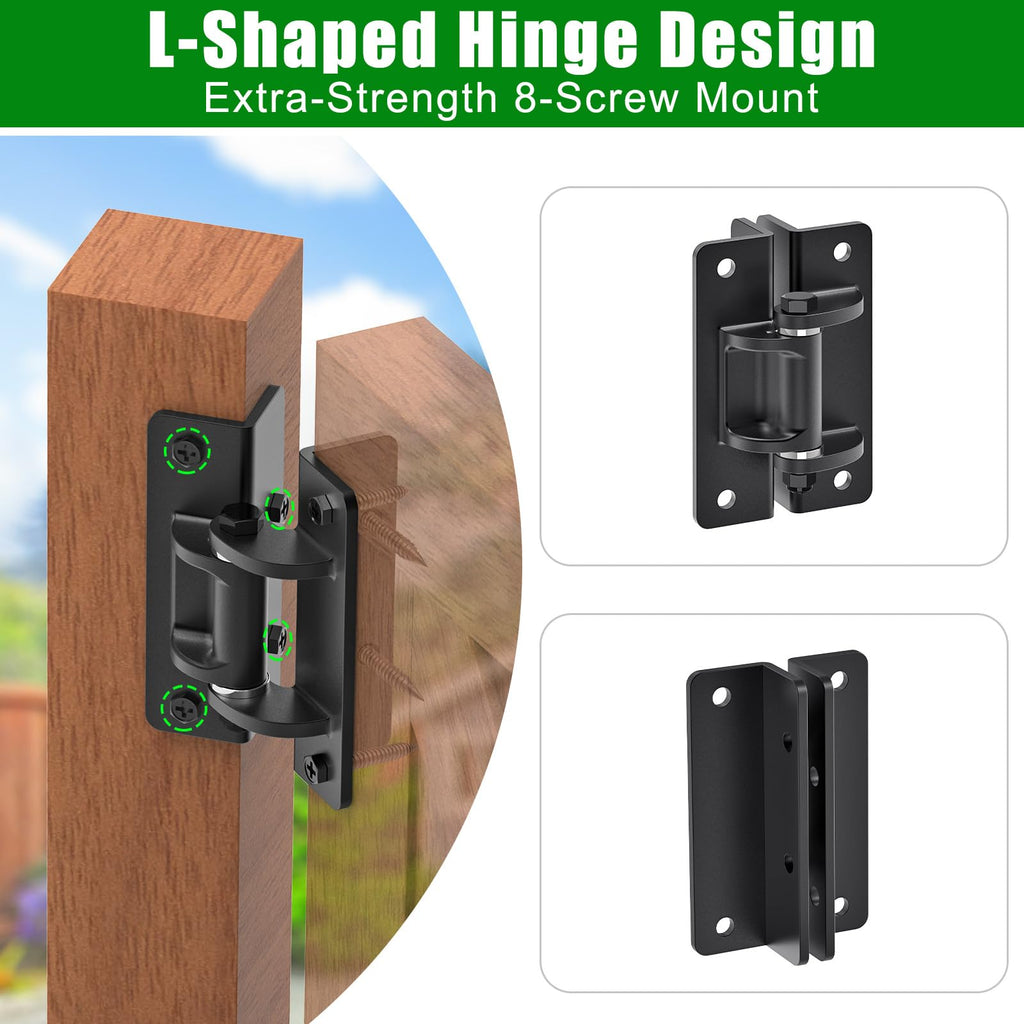 6mm Heavy Duty Bolt On Gate Hinges, 1000 lbs Capacity Anti Sag L-Shaped Gate Hinge with Bearings, 6.5 in Powder
