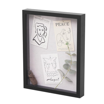 11" x 14" Shadow Box Frame, Linen Back, Real Glass, Black