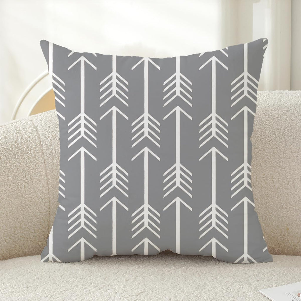 Pack of 4 Dark Gray Modern Geometric Waterproof Throw Pillow Covers 18x18 Inch - Indoor Outdoor Decorative Cushion