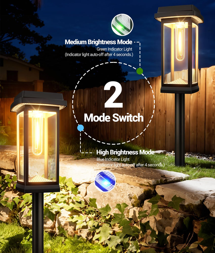 Solar Pathway Lights Outdoor, 4 Pack Upgraded Solar Garden Lights Solar Powered, Solar Lights Outdoor Waterproof