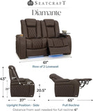 Diamante Zero-Gravity CoolZero Italian Leather Home Theater Seating, Power Headrest, Power Recline, Row of 2 Loveseat