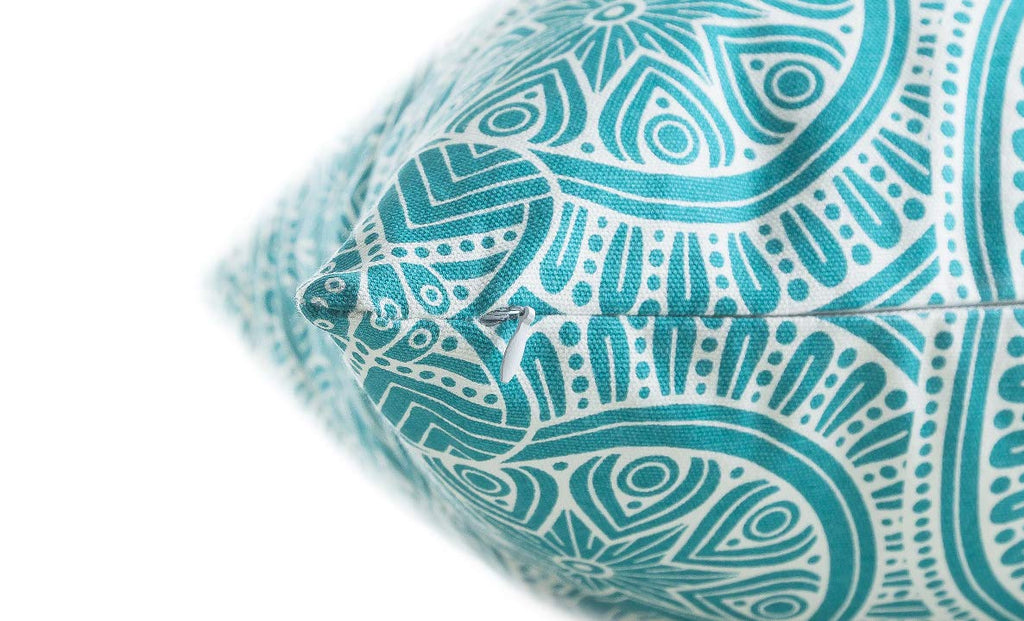 2-Pack Mandala Throw Pillow Covers (16" x 16" | Turquoise)