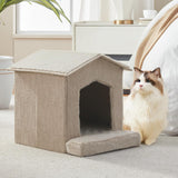 Cat Beds for Indoor Cats,Cat Houses,Cat Cave with Orthopedic Cushion,Foldable Cat Condos,Hideaway,Shelter,Beige Cat