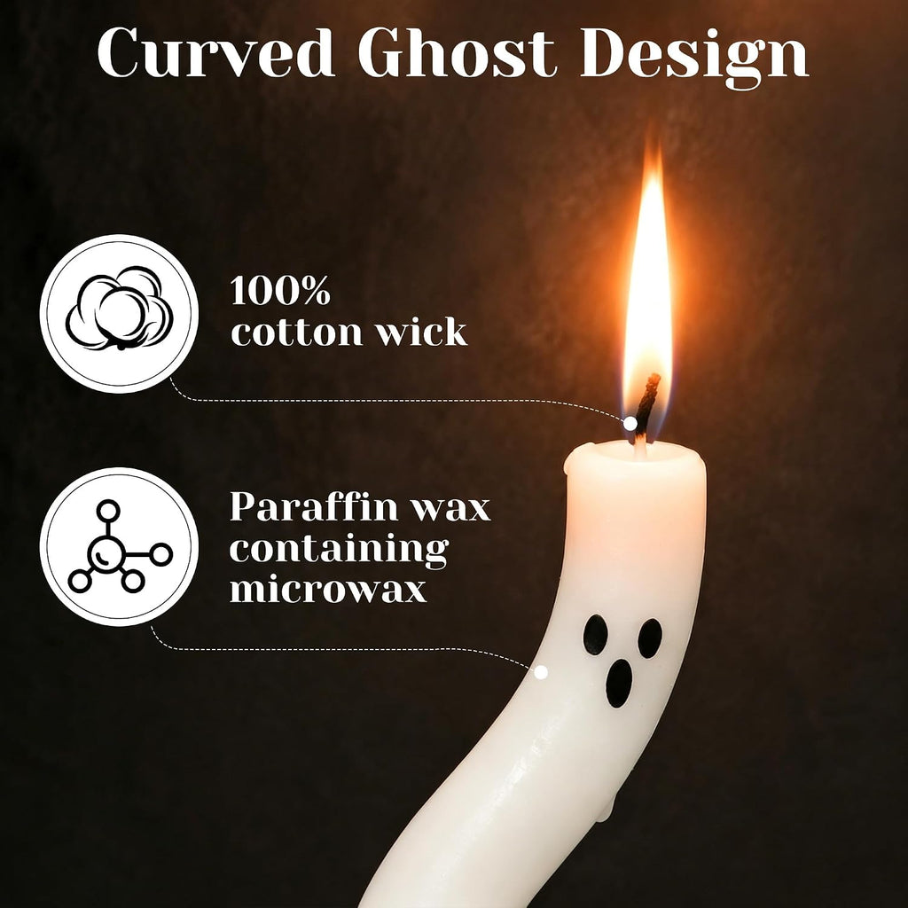 Halloween Decorations indoor- Twisting Ghost Candles Decor with Candle Holders,Ribbons,Vintage Candlestick - Set of 3