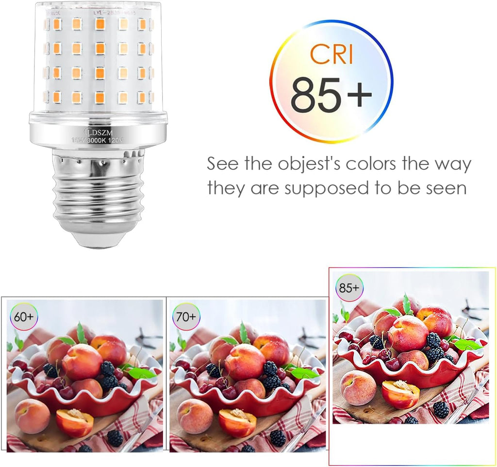 Small Light Bulb A15/G45 Shape Size Super Bright 15W led Corn Bulbs 120 Watt Equivalent 1200lm Warm White 3000K