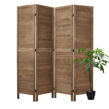 Room Dividers and Folding Privacy Screens, Wood Louvered Separators Divider Wall Bedroom - 4 Panels, 63 * 67inch