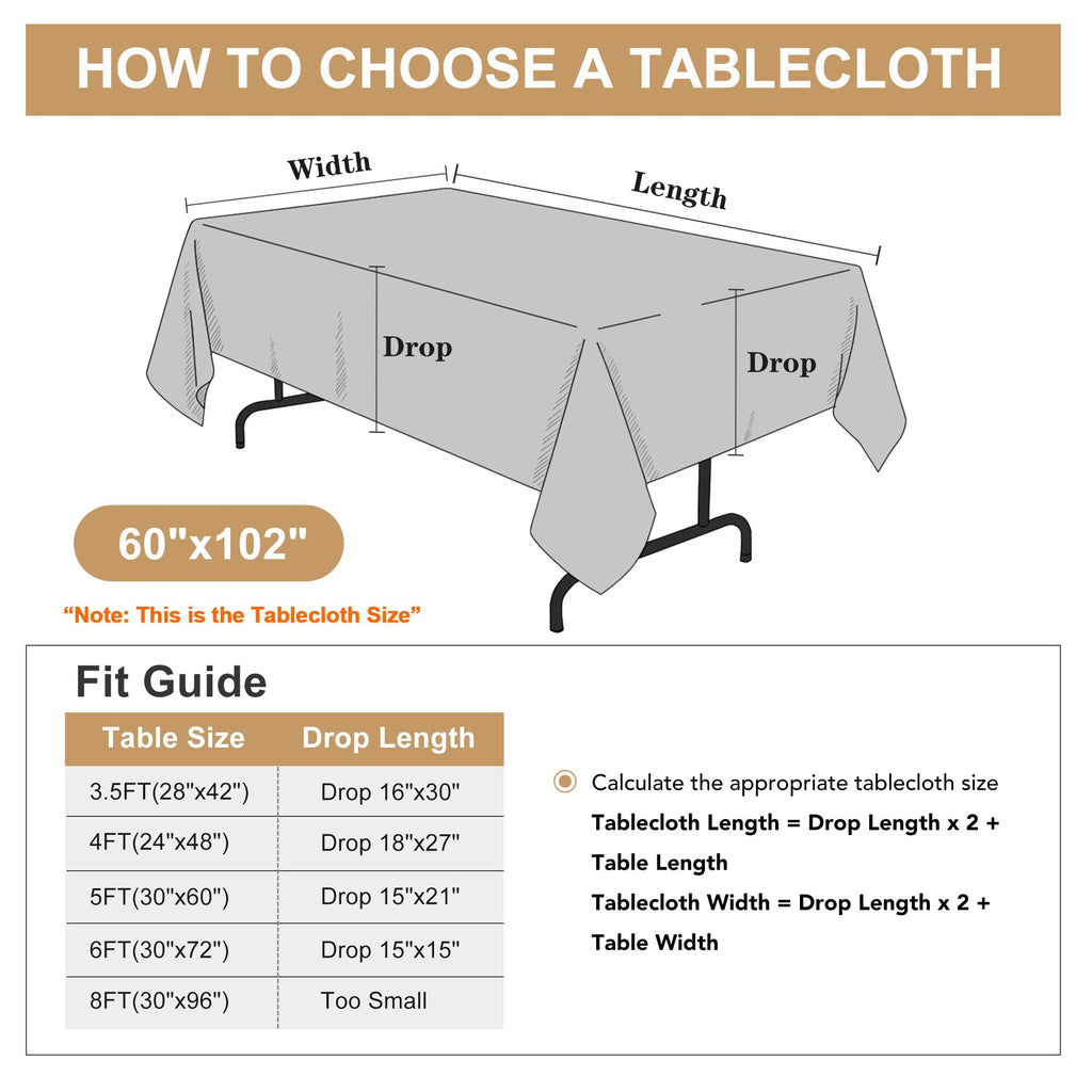 2 Pack Black Tablecloths 60x102 Inch for 6 Feet Rectangle Tables