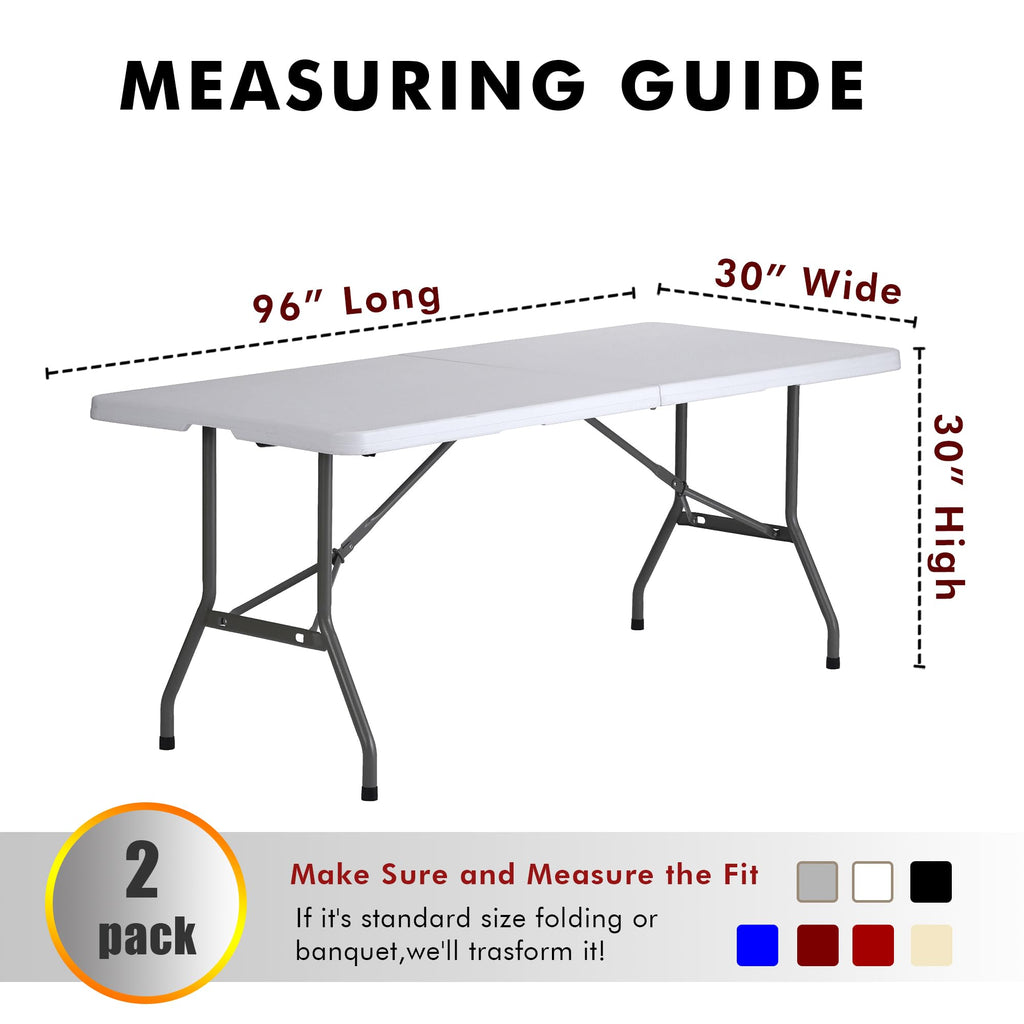 Open Back Fitted Red Tablecloths for 8ft Rectangle Tables, Christmas 2 Pcs