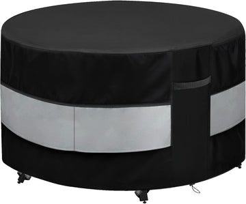 Round Patio Bar Height Table and Chair Cover Black Grey 73 x 43 Inch | Waterproof Up to 10000pa Outdoor Round