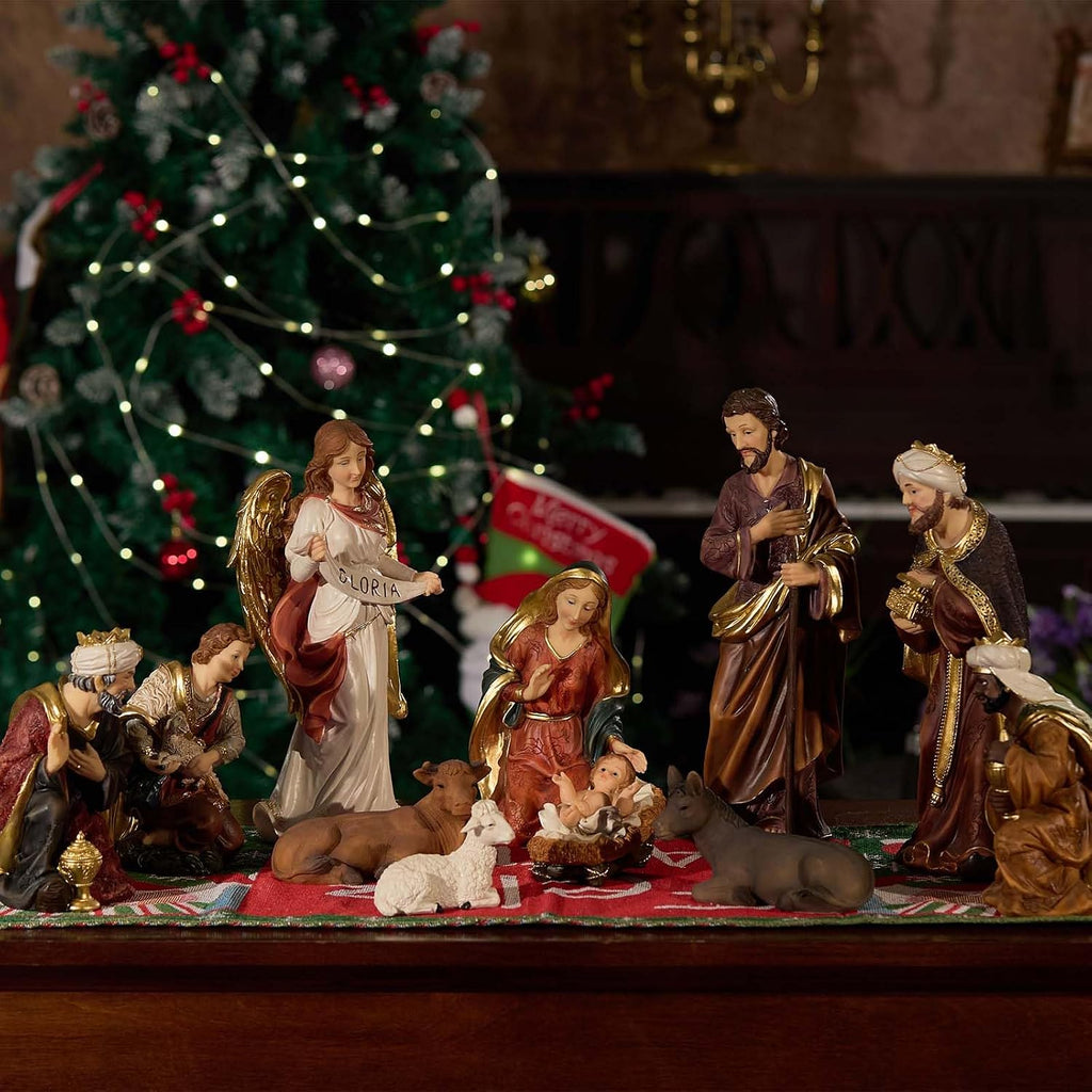 Nativity Set Christmas Scene Set Figurines Statue 5.5 Inch 11 Pcs
