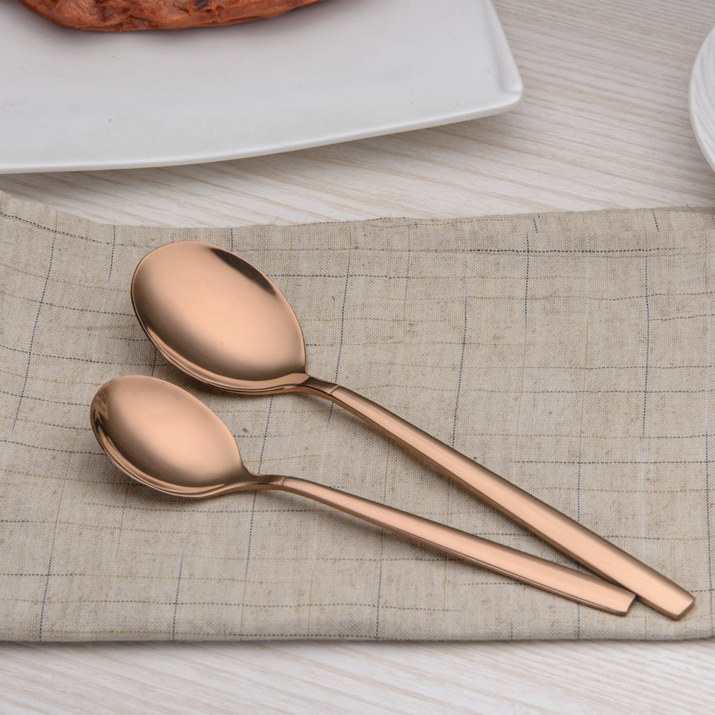 20 Piece Titanium Rose Gold Plated Stainless Steel Flatware Set, 20 Pieces Silverware Set, Copper Color Cutlery Sets