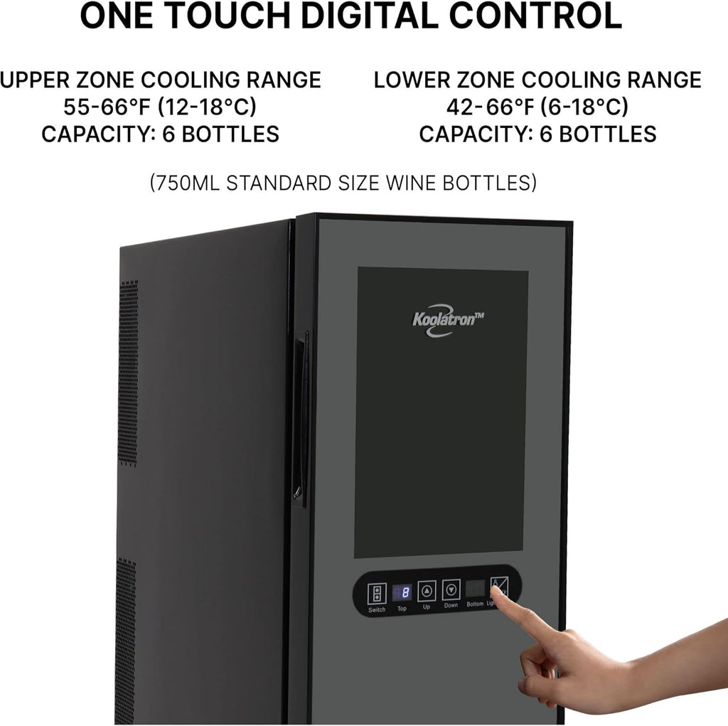 Urban Series 12 Bottle Wine Cooler Refrigerator Dual Zone Thermoelectric Wine Fr