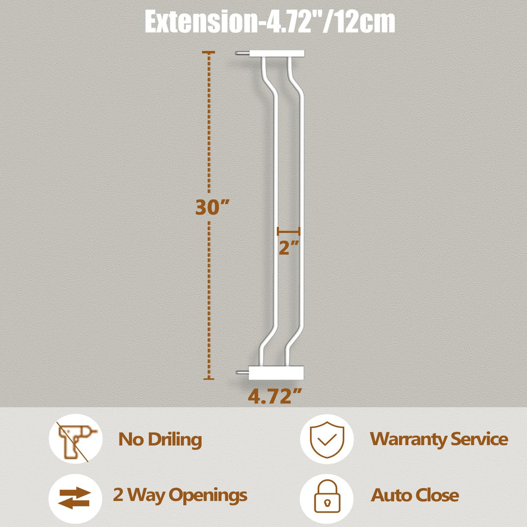 4.72in Extensions for Walk Through Baby Gate Auto Close White