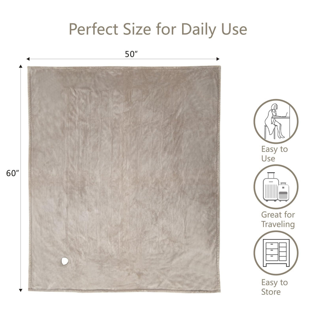 Heated Blanket Throw, Ultra Soft 2-Layer Flannel Electric Blanket