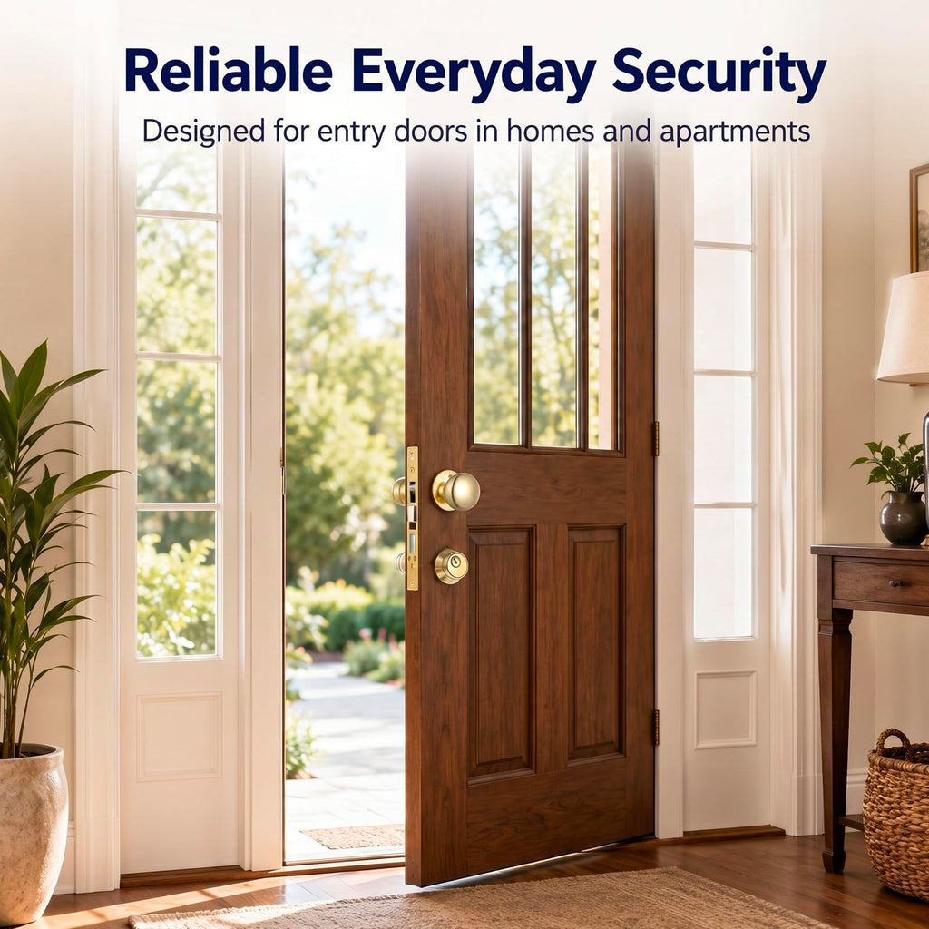 1 Set Double Cylinder Mortise Lock, Right Hand Reverse, Brass