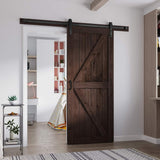 36in x 84in Brown Barn Door with 6.6ft (79inch) Barn Door Hardware Track Kit and Handle Included, Do