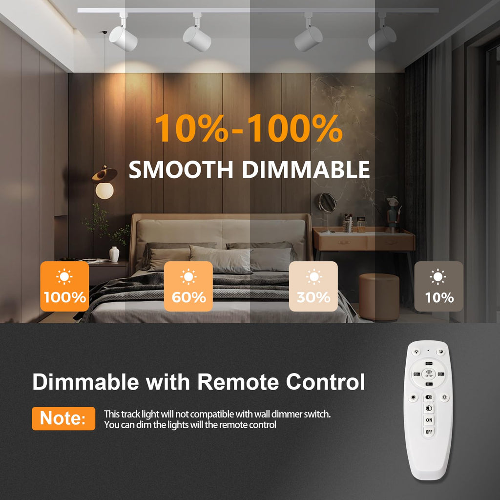Dimmable Plug in Track Lighting with Remote, 8-Light White