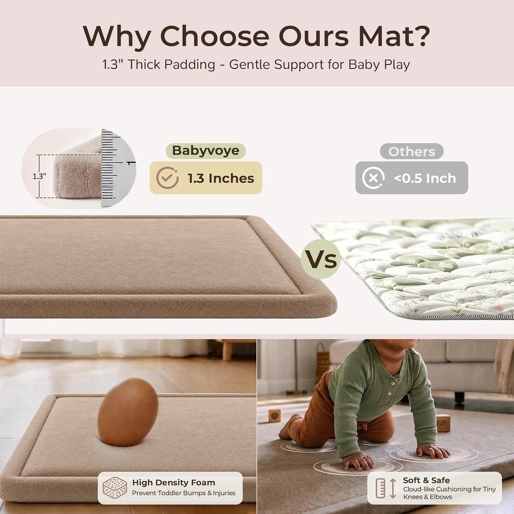 Play Mat for Floor,1.3" Thick Elasti-Foam 47x47 Playpen Mat