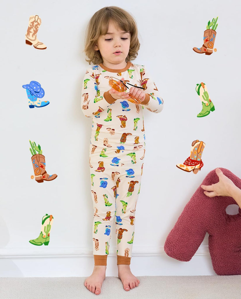 Bamboo Viscose Toddler Kids Pajamas Set, Long Sleeve Boys