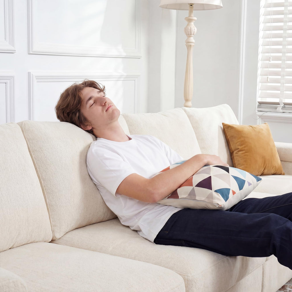 Sectional couches, Oversized Modular Cloud U Shaped Couch, FSC Certified Chenille, Removable Chaise Sofa (Beige, L