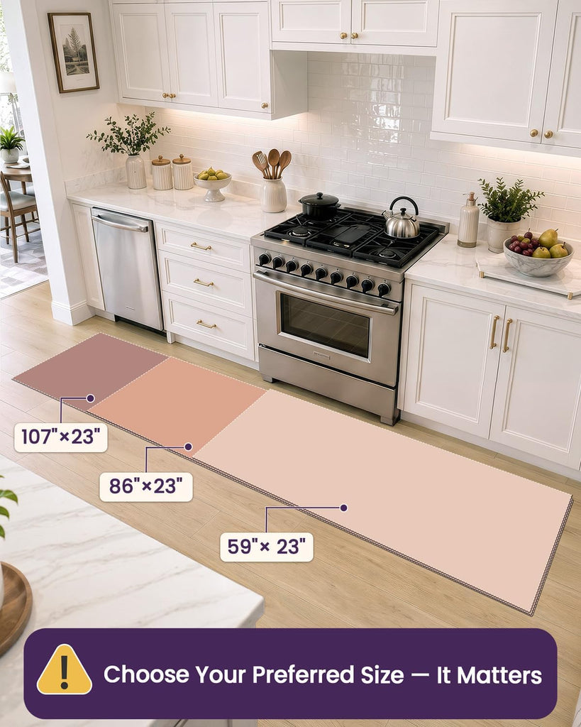 Kitchen Floor Mats Cushioned Anti Fatigue Runner Rug, 23x86 | Beige/White Soft Comfort Memory Foam, Easy Care