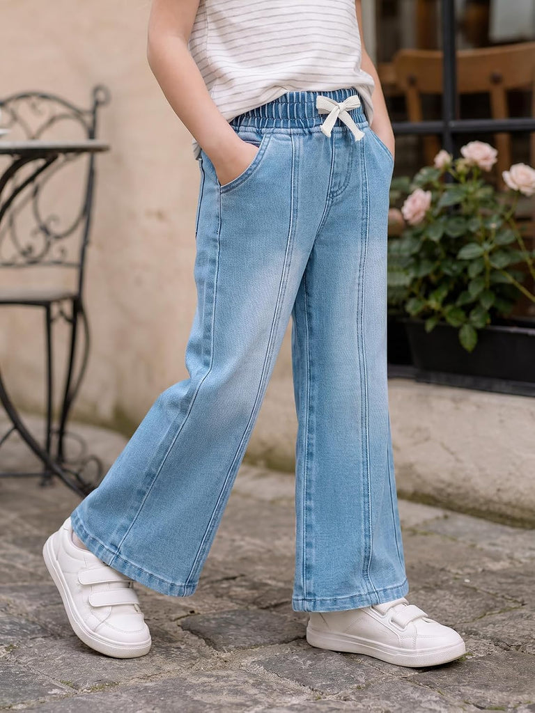 Toddler Baby Girl Wide Leg Jeans Baggy Denim Pants with Pockets