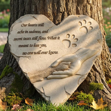 Heart Shaped Pet Dog Memorial Stones Grave Markers, Pet Dog Headstones Memorial Plaques for Garden Backyard Patio or