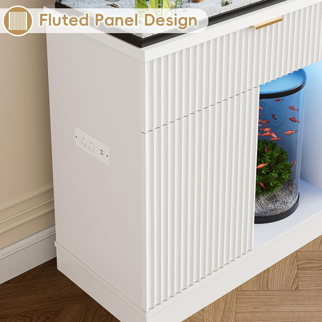 20-29 Gallon Fish Tank Stand with Power Outlet & Drawers, White